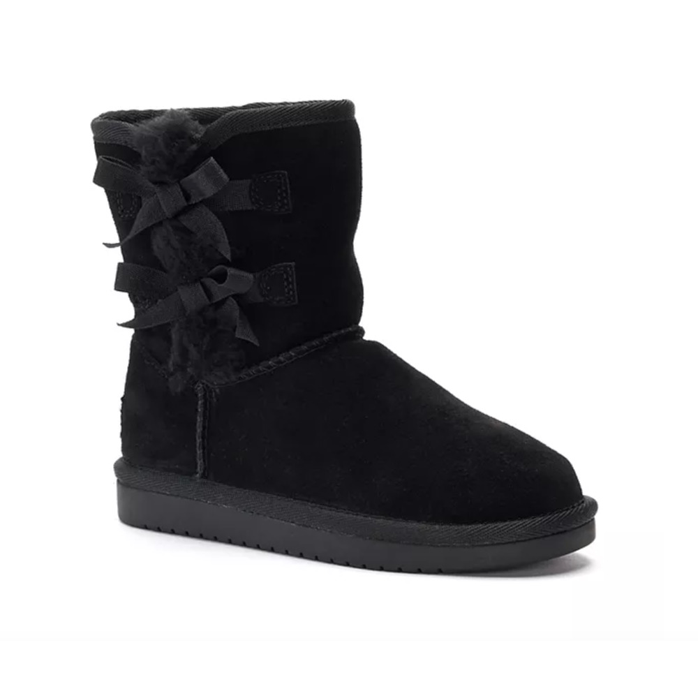 UGG Koolaburra Victoria Girls' Short Winter Boots Black Bow Kids 5